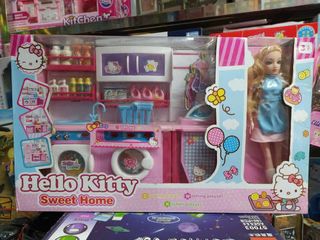 Bộ Đồ Chơi Nhập Vai Tủ Bếp 3 Ngăn Hello Kitty Có Đèn và Âm Thanh - Đồ Chơi Nấu Ăn Dành Cho Trẻ Em Thú Vị
