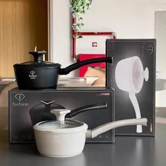 Quánh Berlinger Haus FashionTV FTV-0057 16cm Kem - Nồi Chống Dính Cẩm Thạch Thời Trang, Có Nắp Kính, Tiện Lợi cho Bếp Từ và Gas