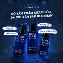 Bộ chăm sóc da nam Blueman Skin Pro - Sữa rửa mặt, toner, serum dưỡng ẩm làm sạch và phục hồi hư tổn, phù hợp cho da dầu