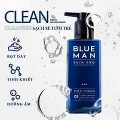 Bộ chăm sóc da nam Blueman Skin Pro - Sữa rửa mặt, toner, serum dưỡng ẩm làm sạch và phục hồi hư tổn, phù hợp cho da dầu