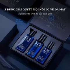 Bộ chăm sóc da nam Blueman Skin Pro - Sữa rửa mặt, toner, serum dưỡng ẩm làm sạch và phục hồi hư tổn, phù hợp cho da dầu