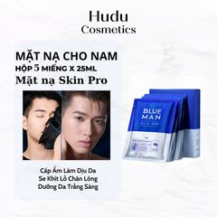 Mặt Nạ Dưỡng Ẩm Se Khít Lỗ Chân Lông Skin Pro BLUEMAN - Hộp 5 Miếng x 25ml Cho Nam Giới, Làm Sạch Da, Giảm Mụn Đầu Đen