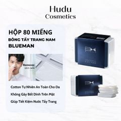 Hộp 80 Bông Tẩy Trang 3 Lớp Blueman - Bông Tẩy Trang Cho Nam Giúp Làm Sạch Da, Giảm Mụn - Hudu Cosmetics