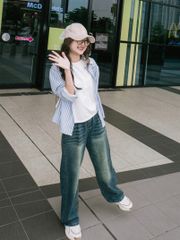 Quần Jean Ống Rộng Nữ Baggy Lưng Cao Xanh Wash Đậm - Phong Cách Cá Tính Chất Liệu Cotton Bền Màu