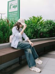 Quần Jean Ống Rộng Nữ Baggy Lưng Cao Xanh Wash Đậm - Phong Cách Cá Tính Chất Liệu Cotton Bền Màu