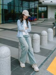 Quần Jean Nữ Baggy Ống Rộng Dáng Suông Vintage Xanh Bạc - Thời Trang Cao Cấp S M L XL Cá Tính DAVICHI DENIMX