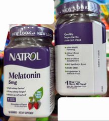 Kẹo Dẻo Ngủ Ngon Natrol 5mg Vị Dâu - Hỗ Trợ Giấc Ngủ Chất Lượng - 180 Viên Nhập Khẩu Mỹ