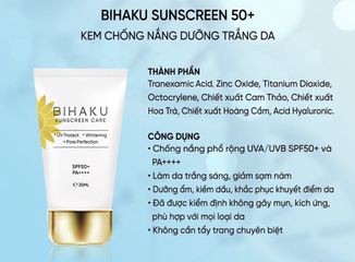 Kem Chống Nắng Bihaku SPF 50+ PA++++ - Chăm Sóc Da Nhạy Cảm, Dưỡng Trắng, Kiềm Dầu, Chống Tia UV, Xuất Xứ Nhật Bản