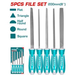 Bộ Giũa Sắt TOTAL THT918516 - Dụng Cụ 5 Chi Tiết Chất Lượng Cao, Hình Dẹt, Bán Nguyệt, Tròn, Tam Giác, Vuông, Tiện Ích Cho Người Thợ