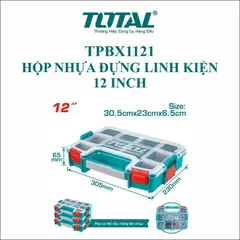 Hộp nhựa đựng linh kiện 12 inch có thể xếp chồng - Hộp nhựa PP TOTAL TPBX1121 cho tổ chức và lưu trữ tiện lợi