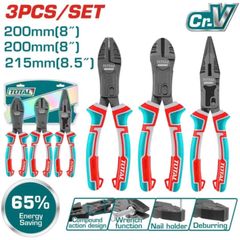 Bộ Kìm Điện và Kìm Cắt 3 Chi Tiết Total THT2CK231S - Kìm Nhọn 8 Inch, Tiết Kiệm 65% Sức Lực, Chất Liệu Cr-V, Tay Cầm TPR êm ái
