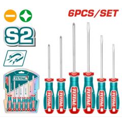 Bộ 6 Tua Vit Dẹp & Bake Total TKSDS0626 - Chất Liệu CR-V, Tay Cầm Nhựa Chống Trượt, Đầu Từ Tính Dễ Sử Dụng