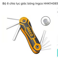 Bộ 8 Chìa Lục Giác Bông INGCO HHK14083 - Kìm Bỏ Túi Chất Liệu Cr-V, Kích Thước T9-T40, Hàng Chính Hãng