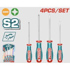Bộ 4 Tua Vít TOTAL TKSDS0426 - Tua Vít Bake và Dẹp CR-V Chất Lượng Cao, Tay Cầm Chống Trượt, Tiện Dụng cho Sửa Chữa Gia Đình
