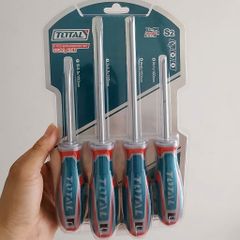 Bộ 4 Tua Vít TOTAL TKSDS0426 - Tua Vít Bake và Dẹp CR-V Chất Lượng Cao, Tay Cầm Chống Trượt, Tiện Dụng cho Sửa Chữa Gia Đình