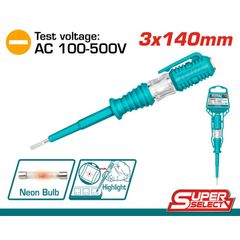 Bút Thử Điện Total THT291408 - Kích Thước 3x140mm, Điện Áp AC 100-500V - Dụng Cụ Tiện Ích Chất Lượng Cao