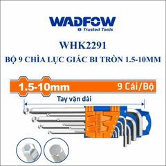 Bộ 9 Chìa Lục Giác Bi Tròn WADFOW WHK2291 - Kích Thước 1.5-10mm, Chất Liệu Cr-V, Tay Vặn Dài, Mạ Chrome