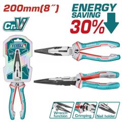 Kìm Mũi Nhọn Mỏ Dài Total THT220806S 200mm - Thép CR-V, Tay Cầm Chống Trượt, Dụng Cụ Sửa Chữa Điện Tử và Cơ Khí Chính Hãng