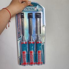 Bộ 3 Đục Gỗ Thép Cr-V TOTAL THT41K0302 - Dụng Cụ Tiện Ích Chất Lượng Cao Cho Nghề Mộc