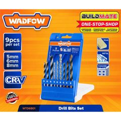 Bộ 9 mũi khoan kim loại, gỗ và bê tông WADFOW WTD6B01 - Mũi khoan HSS và tường 5mm, 6mm, 8mm - Hộp nhựa tiện lợi