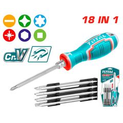Bộ Tua Vít 18 Trong 1 TOTAL THT250236 - Dụng Cụ Tiện Ích Chất Lượng Cao - Thép CR-V, Tay Cầm Hoán Đổi Dễ Dàng