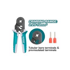 Kìm Bấm Cos Vuông TOTAL THCPG2510 - Dụng Cụ 6 Inch Chất Lượng, Điều Chỉnh Lực Ép, Thích Hợp Dây AWG 23-7