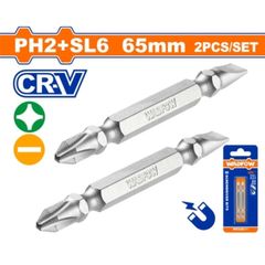 Bộ 2 Mũi Siết Vít PH2+SL6 Dài 65mm Thép Cr-V WADFOW - Dụng Cụ Tiện Ích Cao Cấp Cho Thợ Sửa Chữa