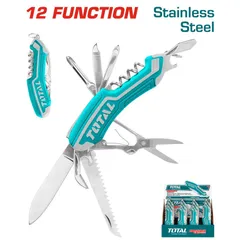 Dụng Cụ Xếp Đa Năng 12 Trong 1 TOTAL THMFK0126 - Mở Hộp, Tua Vít, Kéo, Cưa, Dụng Cụ Làm Sạch Móng Tặng Quà Hữu Ích