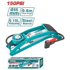 Dụng Cụ Nạp Hơi Bánh Xe Đạp Chân TOTAL TMPP5511 - Bơm Hơi Chất Lượng Cao Đầu Schrader, Presta, Dunlop, Ống 60cm  Bền Bỉ