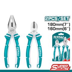 (at8) Bô 2 Kìm răng 7 inch và kìm cắt 6 inch (dòng tiêu chuẩn) TOTAL THT1K0201