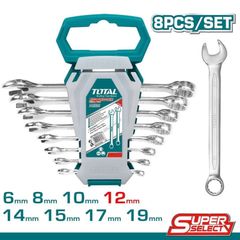 Bộ cờ lê vòng miệng tiêu chuẩn TOTAL THT102286 - Set 8 cờ lê kích thước 6-19mm, Dụng cụ sửa chữa chất lượng cao
