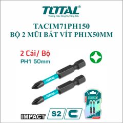 Bộ 2 Mũi Vít PH1 Dài 50mm Thép Đen S2 TOTAL - Dụng Cụ Công Nghiệp Với Tính Năng Nam Châm