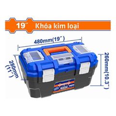 Thùng đựng đồ nghề 19 inch WADFOW - Chất liệu nhựa PP, khóa kim loại, tải trọng tối đa 18kg, tay cầm cường độ cao, có khay chứa tiện dụng.