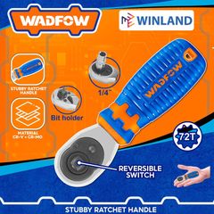 Cần Siết Tự Động Mini 1/4 Inch WADFOW WRW2J14 - Dụng Cụ Vặn Đầu Tuýp 72T Chất Liệu CR-V+Cr-Mo, Dài 110mm