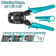 Kìm Bấm Cos Viễn Thông TOTAL TMPC4468P - Dụng Cụ Uốn, Tước, Cắt 8 Inch Chuyên Dùng Mạng & Điện Thoại