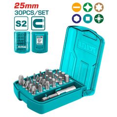 Hộp 30 Mũi Bắt Vít 25mm TOTAL TACSD10306 - Dụng Cụ Thay Đổi Nhanh, Đầu Giữ Mũi, Bộ Mũi Đa Dạng PZ, PH, SL, T, H