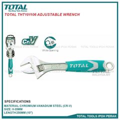 Mỏ Lết 10 Inch Cán Cao Su Mềm Thép Cr-V TOTAL THT101106 - Dụng Cụ Tiện Ích Đa Năng Cho Sửa Chữa và DIY