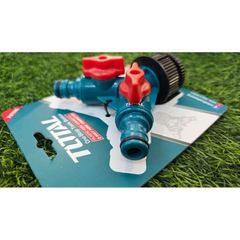 Bộ Chia Ống Nước 3/4 inch Sang 1/2 inch TOTAL THHC1202 - Đầu Nối 2 Chiều Nhựa Có Nút Ngắt và Nút Xoay