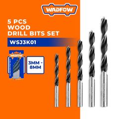 Bộ 5 Mũi Khoan Gỗ WADFOW WSJ3K01 - Dụng Cụ Tiện Ích Cho Thợ Mộc, Chất Liệu Nhựa Bền Bỉ, Các Size 3-8mm