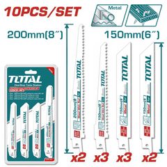 Bộ 10 lưỡi cưa kiếm kim loại và gỗ TOTAL TRSB1001 - Chuyên dụng cắt gỗ và kim loại, chất lượng cao, tiện ích sửa chữa nhà cửa.