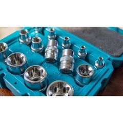 Bộ 14 Đầu Khẩu Loại E TOTAL - Dụng Cụ Sửa Chữa Chất Liệu CR-V Bền Bỉ, Gồm Đầu 1/4, 3/8, 1/2 Inch, Hộp Nhựa Tiện Dụng