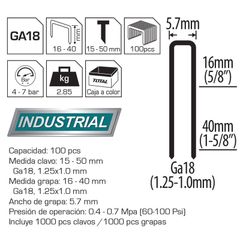 Máy bấm đinh 2 trong 1 TOTAL TAT81501 - Dụng cụ tiện ích dùng hơi với 1000 đinh U và 200 đinh ghim, bảo hành chính hãng, hiệu suất cao.