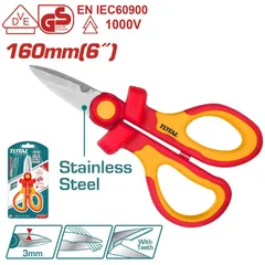 Kéo Thợ Điện Cách Điện 1000V TOTAL THISS1601 - Lưỡi Thép Không Gỉ, Tiêu Chuẩn EN60900, Dụng Cụ Tiện Ích Chất Lượng Cao