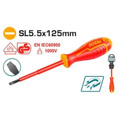 Tua vít dẹp cách điện 1000V SL5.5 x 125mm TOTAL THTIS5125 - Dụng cụ điện an toàn chất lượng cao từ Trung Quốc