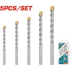 Bộ 5 mũi khoan bê tông TOTAL TACSD5055 - Kích thước 4x75mm, 5x85mm, 6x100mm, 8x120mm, 10x120mm - Dụng cụ tiện ích chất lượng cao