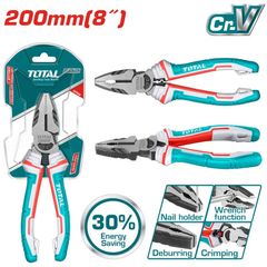 Kìm Răng Cao Cấp 8 Inch TOTAL THT210806S - Tiết Kiệm 30% Lực, Chất Liệu Thép CR-V Chống Gỉ, Dụng Cụ Làm Việc Chuyên Nghiệp
