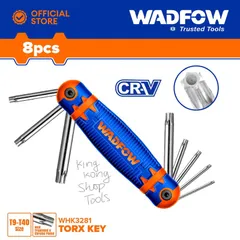 Bộ 8 Chìa Lục Giác Xếp Thép Cr-V WADFOW WHK3281 - Chất Lượng Cao, Đa Dạng Kích Thước T9 đến T40, Dụng Cụ Tiện Ích Chuyên Nghiệp