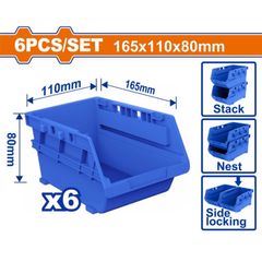 Bộ 6 Khay Nhựa Đựng Linh Kiện WTB8336 WADFOW - Khay Xếp Chồng, Kích Thước 165x110x80mm, Chất Liệu Nhựa PPK, Dùng Cho Tủ WTB8330