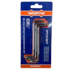 Bộ 3 Tua Vít Cong WADFOW - Dụng Cụ Tiện Ích CR-V Chất Lượng Cao, Mũi Hai Chiều PZ1, PZ2, PH2, SL5, SL6