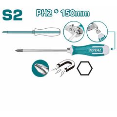 (at8) Tua vít bake đóng xuyên PH2 thép S2 TOTAL THGSPH21506
